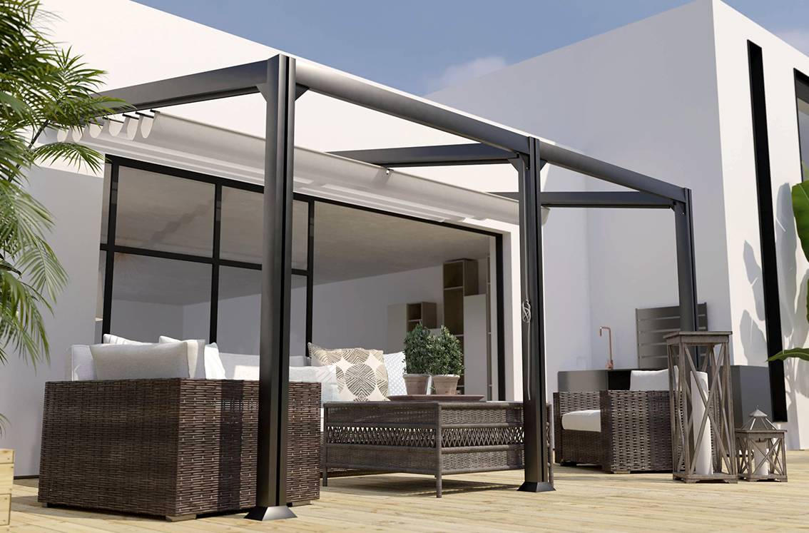 Couleurs du monde - Barbade - Pergola adossée 3x6m en aluminium - Structure Seule -  Couleurs du Monde - Imagen 1