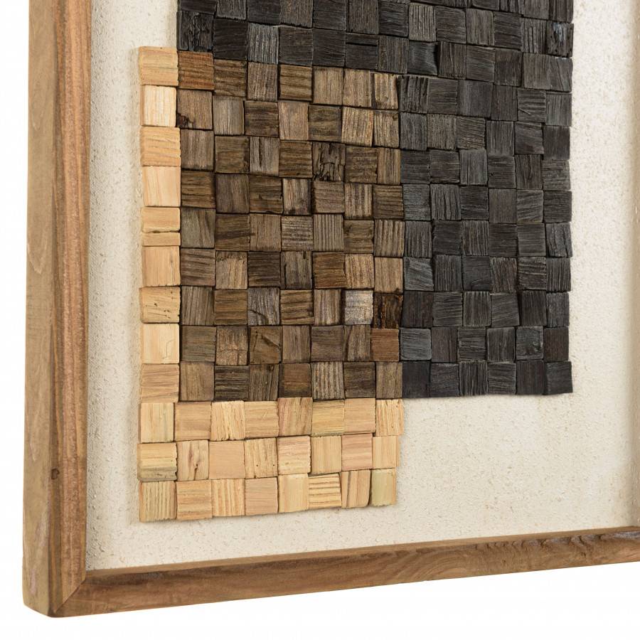 Macabane - ANDRIAN - Décoration murale n°2 42x62cm mosaïque beige/noire Pin recyclé - Imagen 5