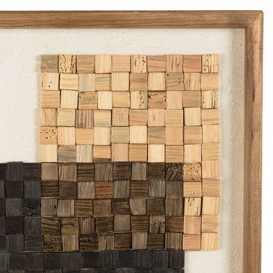 Macabane - ANDRIAN - Décoration murale n°2 42x62cm mosaïque beige/noire Pin recyclé - Imagen 4