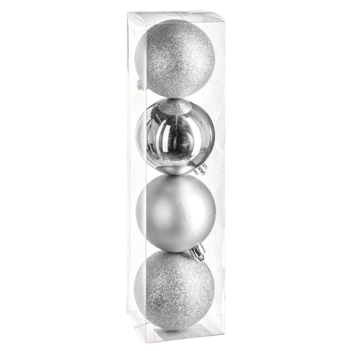 Fééric Lights & Christmas - Boule de Noël 80 mm x 4 Argent - Feeric Lights & Christmas