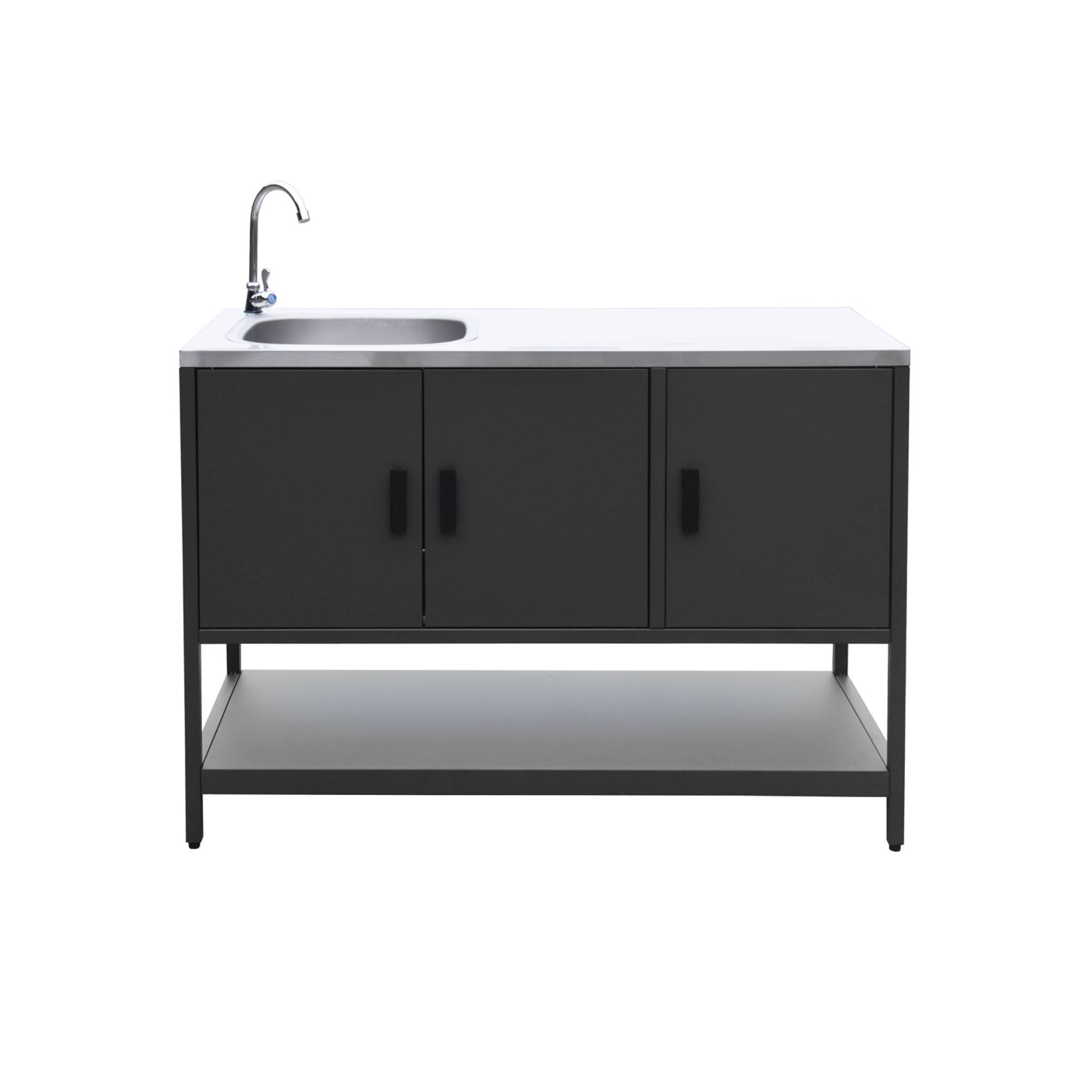 Cuisine extérieure Naxos 2 modules acier inoxydable noir barbecue gaz 3 brûleurs avec évier | sweeek - Image 5