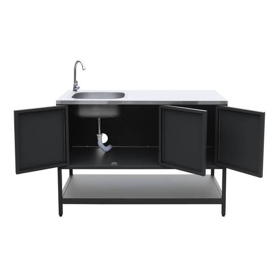 Cuisine extérieure Naxos 2 modules acier inoxydable noir barbecue gaz 3 brûleurs avec évier | sweeek - Image 7