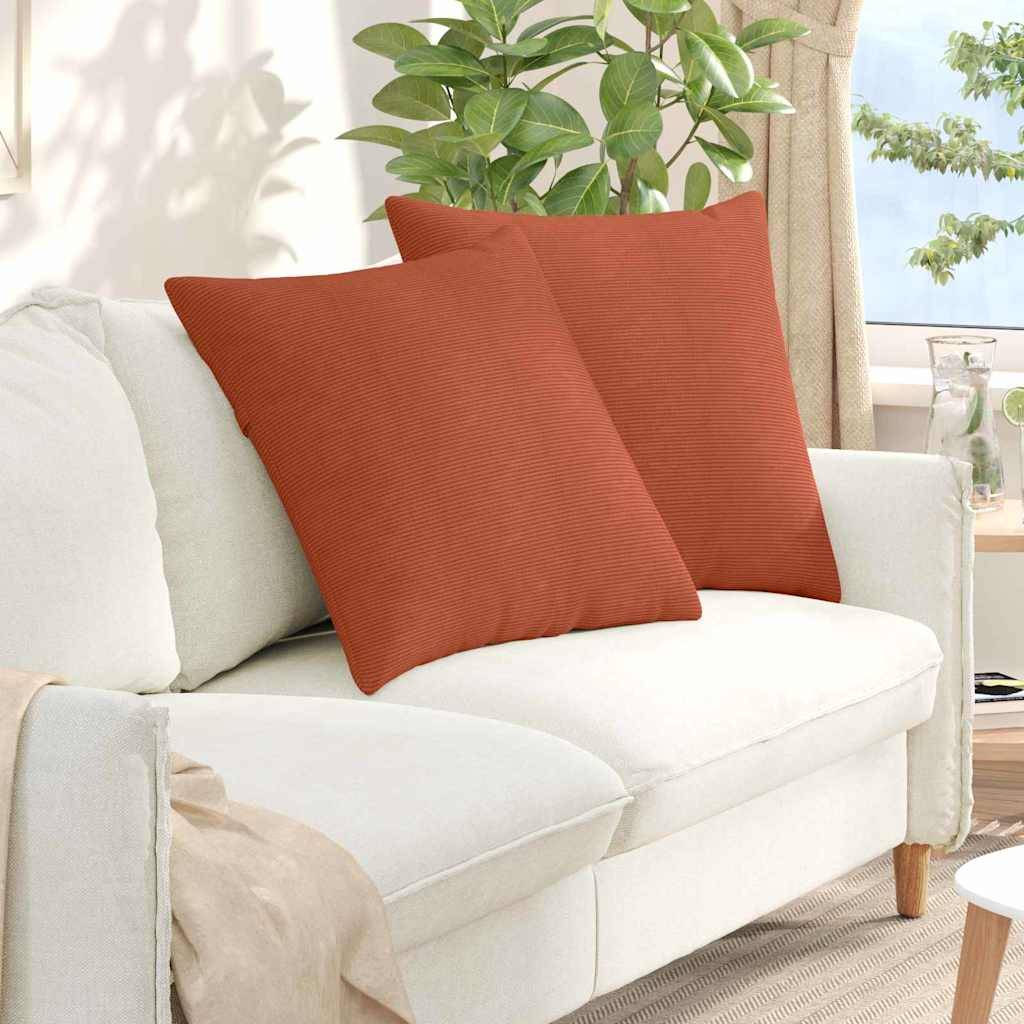 ComfortXL - Set de 2 Coussins pour Canapé Velours Côtelé Housses à Zip pour Décoration Salon Rouge Orange 80x80 cm – ComfortXL Outdoor Living