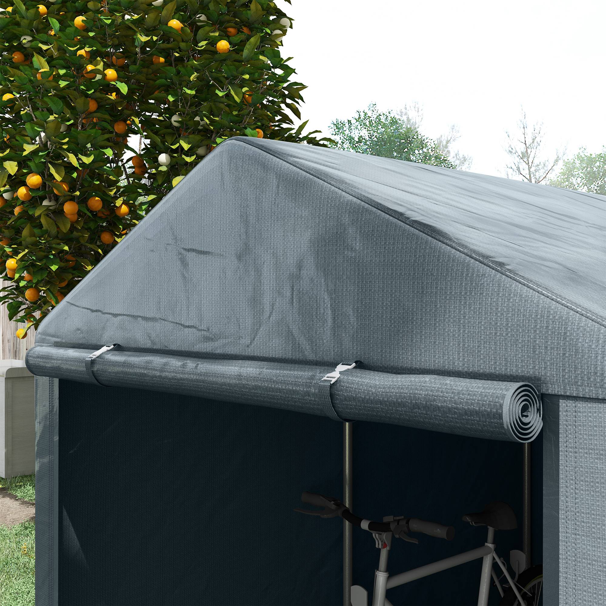 Abri de jardin acier galvanisé gris foncé 160 x 218 x 172 cm - PANGIVO - Image 9