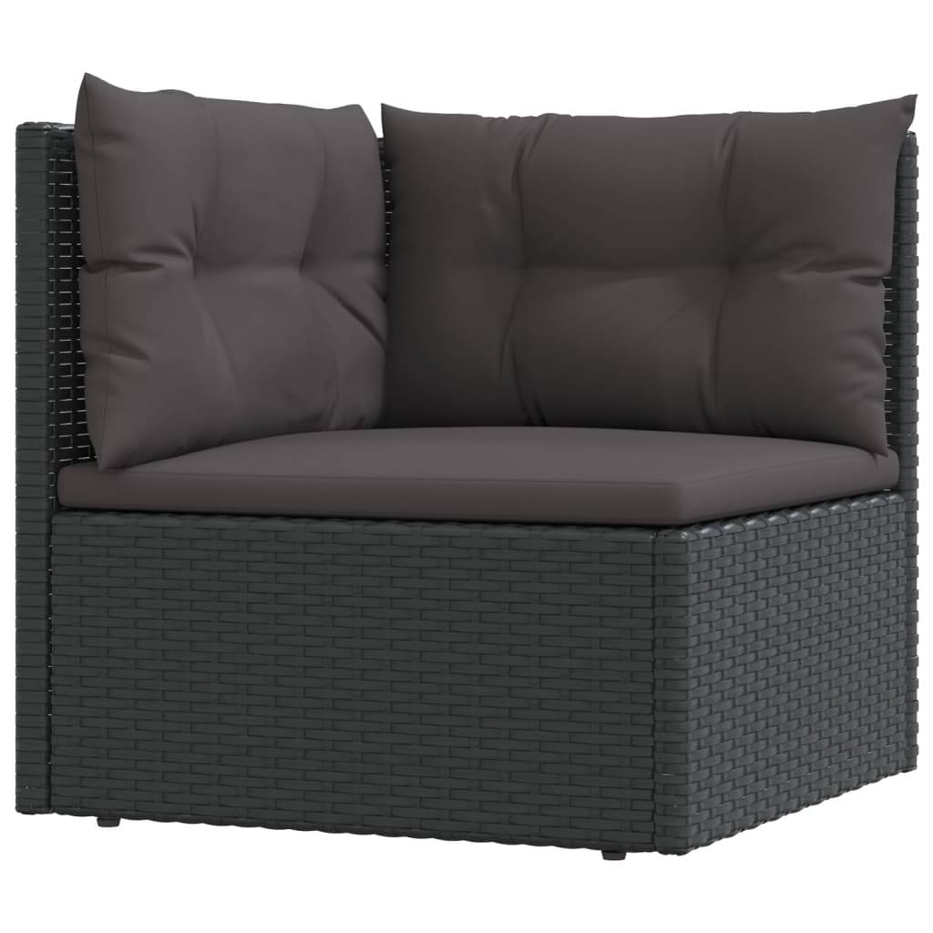 Helloshop26 - Salon de jardin meuble d'extérieur ensemble de mobilier 7 pièces avec coussins noir résine tressée - Imagen 2