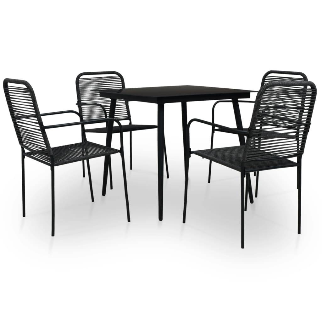 Vidaxl - Ensemble à manger d'extérieur 5pcs Corde en coton et acier Noir vidaXL 48569 - Imagen 1