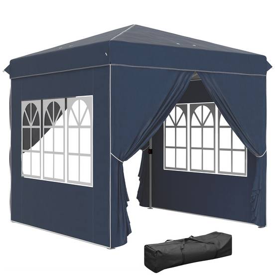 Tonnelle pliante métal et tissu Oxford bleu foncé 248 x 248 x 270 cm - PANGIVO - Image 1
