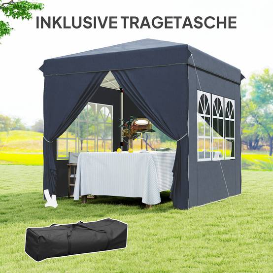 Tonnelle pliante métal et tissu Oxford bleu foncé 248 x 248 x 270 cm - PANGIVO - Image 9