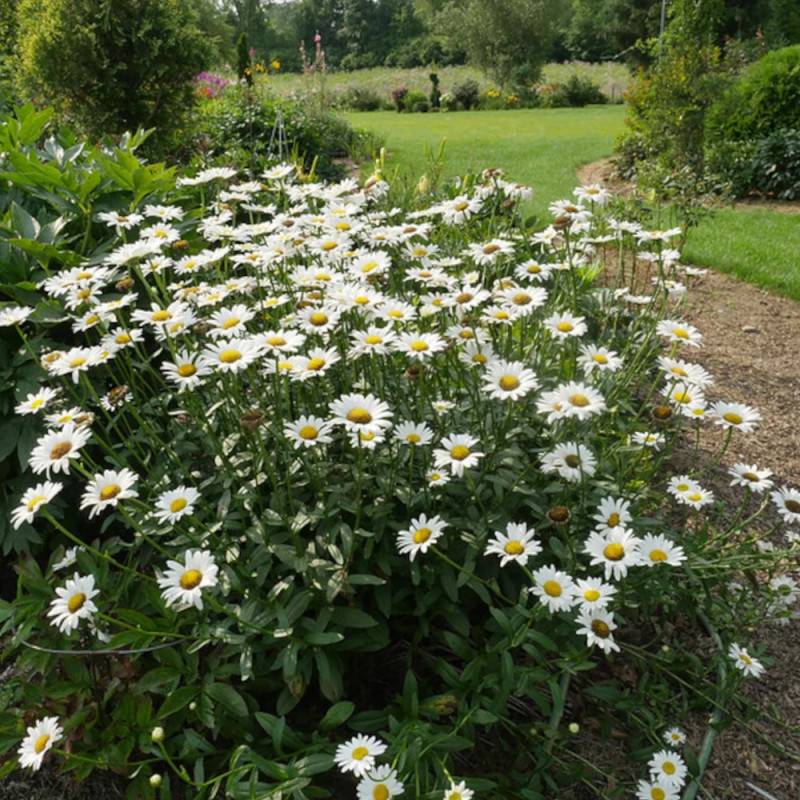 Marguerite d'été Becky à fleurs Blanche/Jaune - feuillage Caduc - Godet - 5/20 cm - Imagen 2