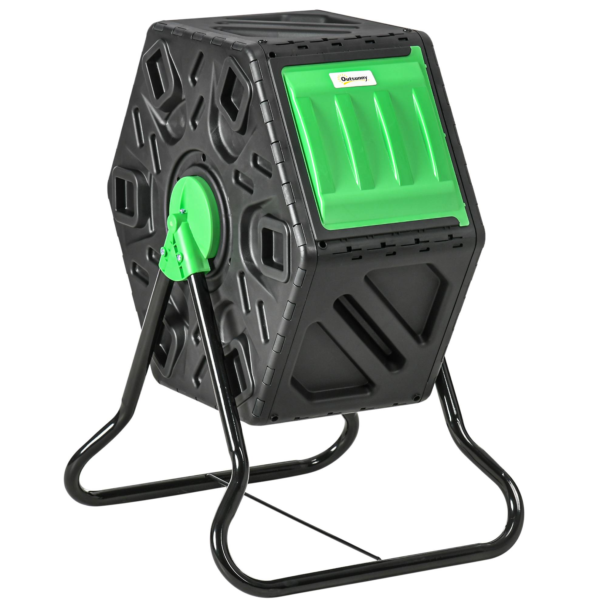 ComfortXL - Composteur rotatif acier et plastique 65 L vert et noir pour jardin avec 24 aérations et mélange 360° - Image 10