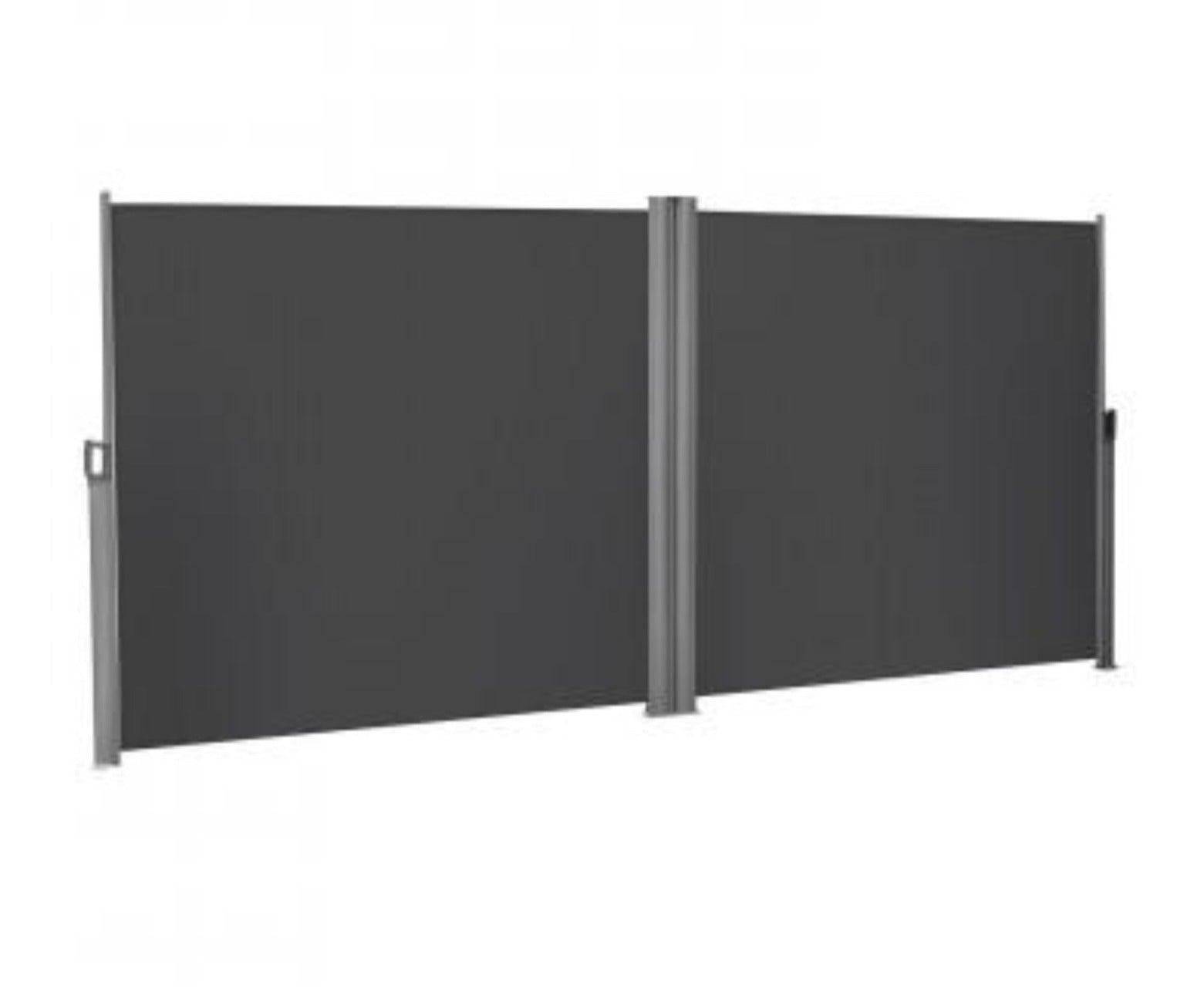 Helloshop26 - Double store latéral extractible brise-vue pare-soleil tissus en polyester 280g/㎡ 200 x 600 cm gris foncé - Imagen 1