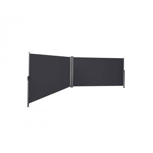 Helloshop26 - Double store latéral extractible brise-vue pare-soleil tissus en polyester 280g/㎡ 200 x 600 cm gris foncé - Imagen 3