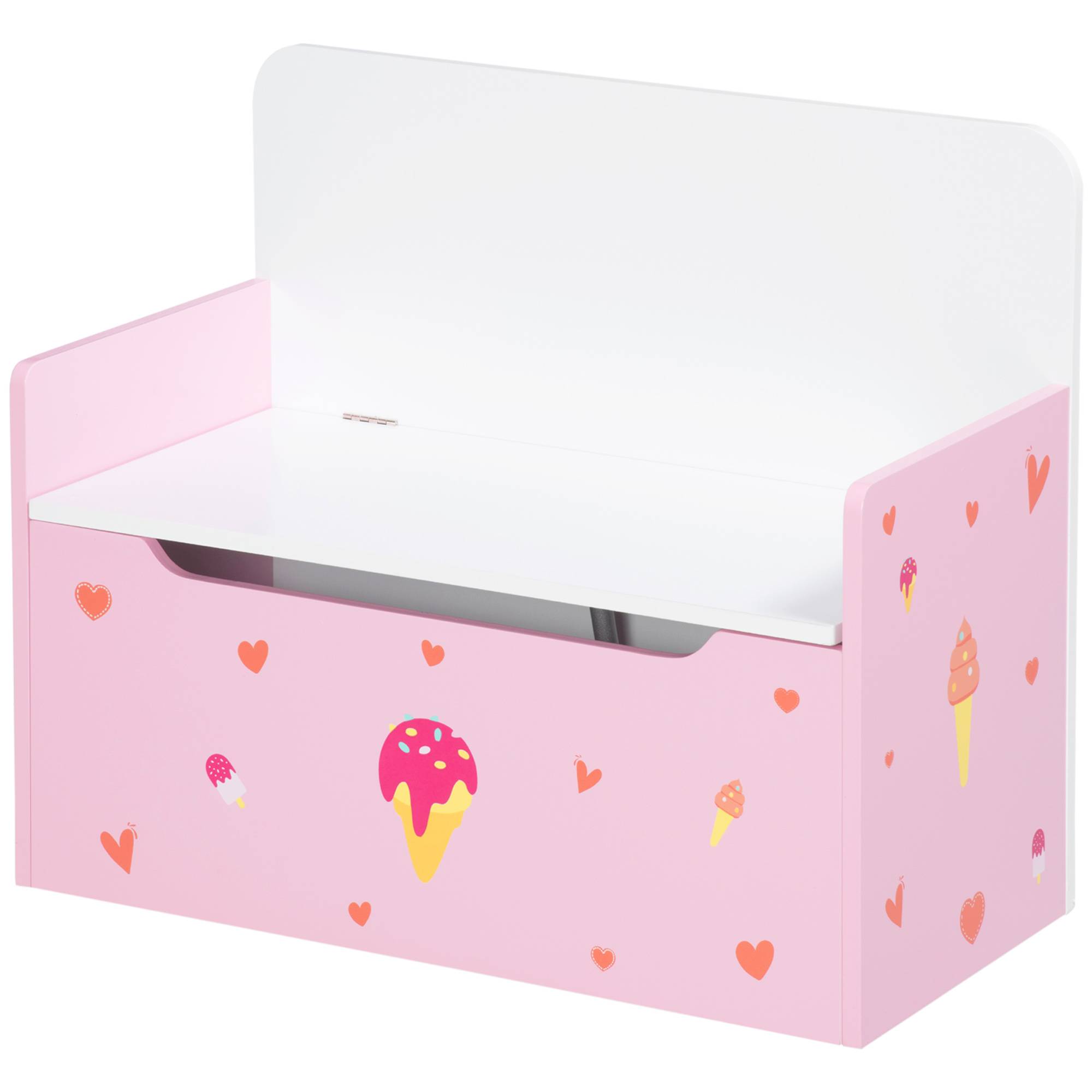 Banc enfant 2 en 1 avec coffre de rangement intégré, pour enfants de plus de 18 mois, charge maximale 50 kg, 60 x 30 x 50 cm, rose - Image 2