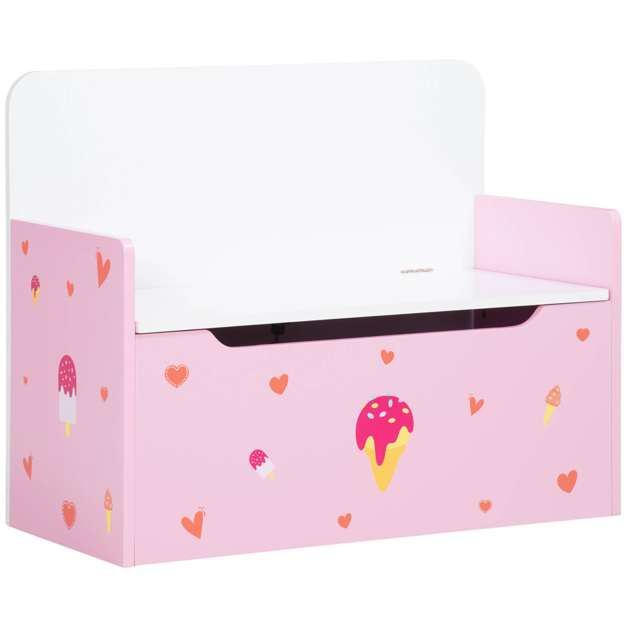 Banc enfant 2 en 1 avec coffre de rangement intégré, pour enfants de plus de 18 mois, charge maximale 50 kg, 60 x 30 x 50 cm, rose - Image 1