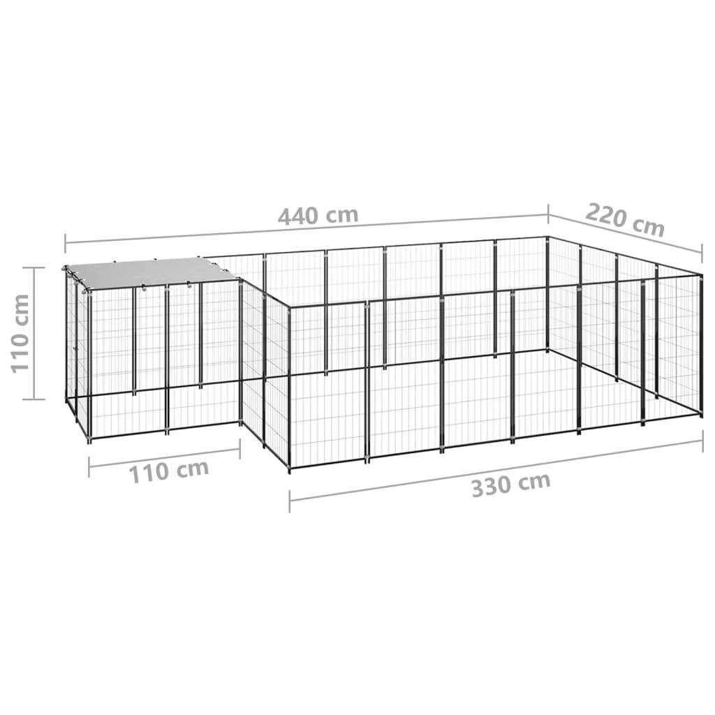 Vidaxl - Chenil Noir 8,47 m² Acier vidaXL 3082206 - Imagen 3