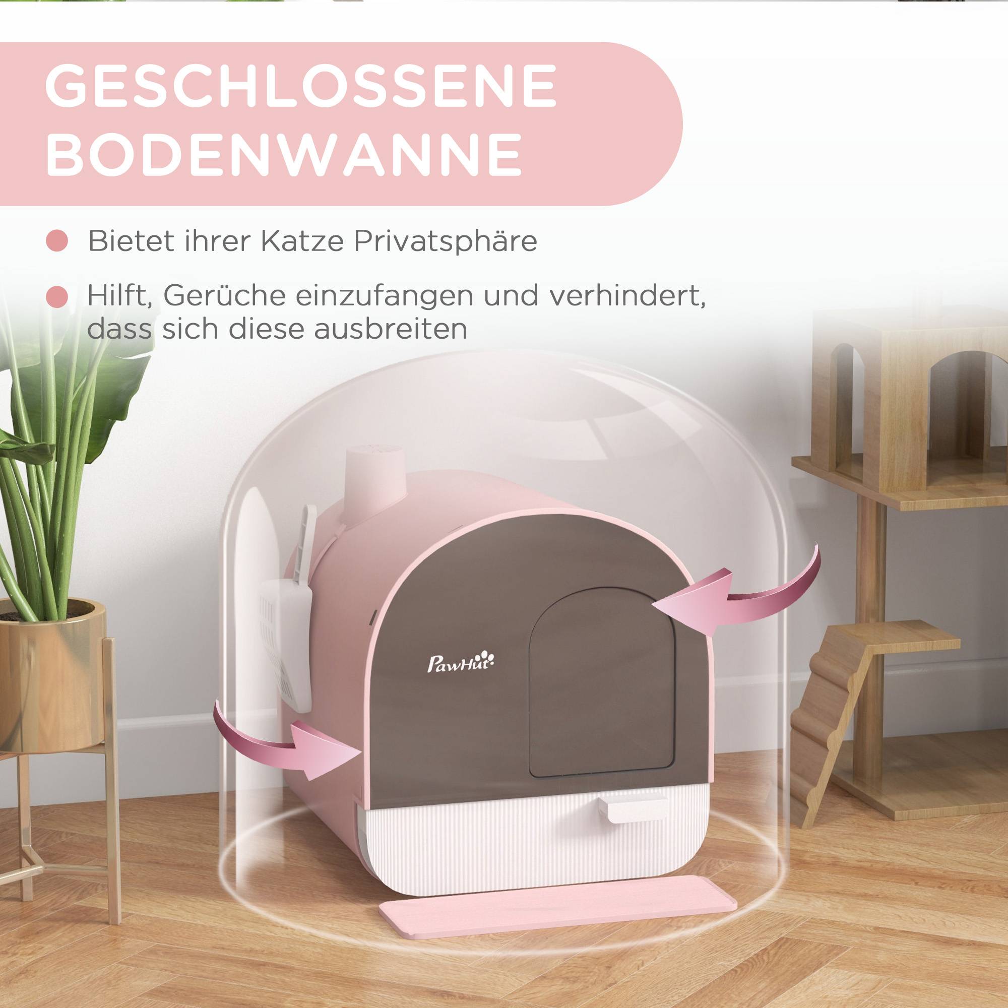 Maison de toilette pour chat avec tiroir amovible filtre anti-odeur et tapis rose noir - ComfortXL Outdoor Living - Image 7