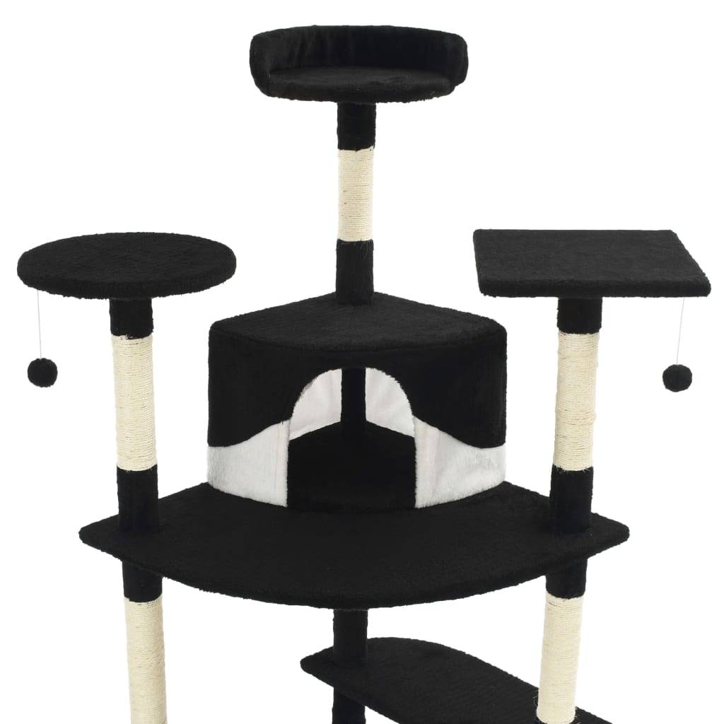 Vidaxl - Arbre à chat avec griffoirs en sisal 203 cm noir et blanc vidaXL 170530 - Image 4