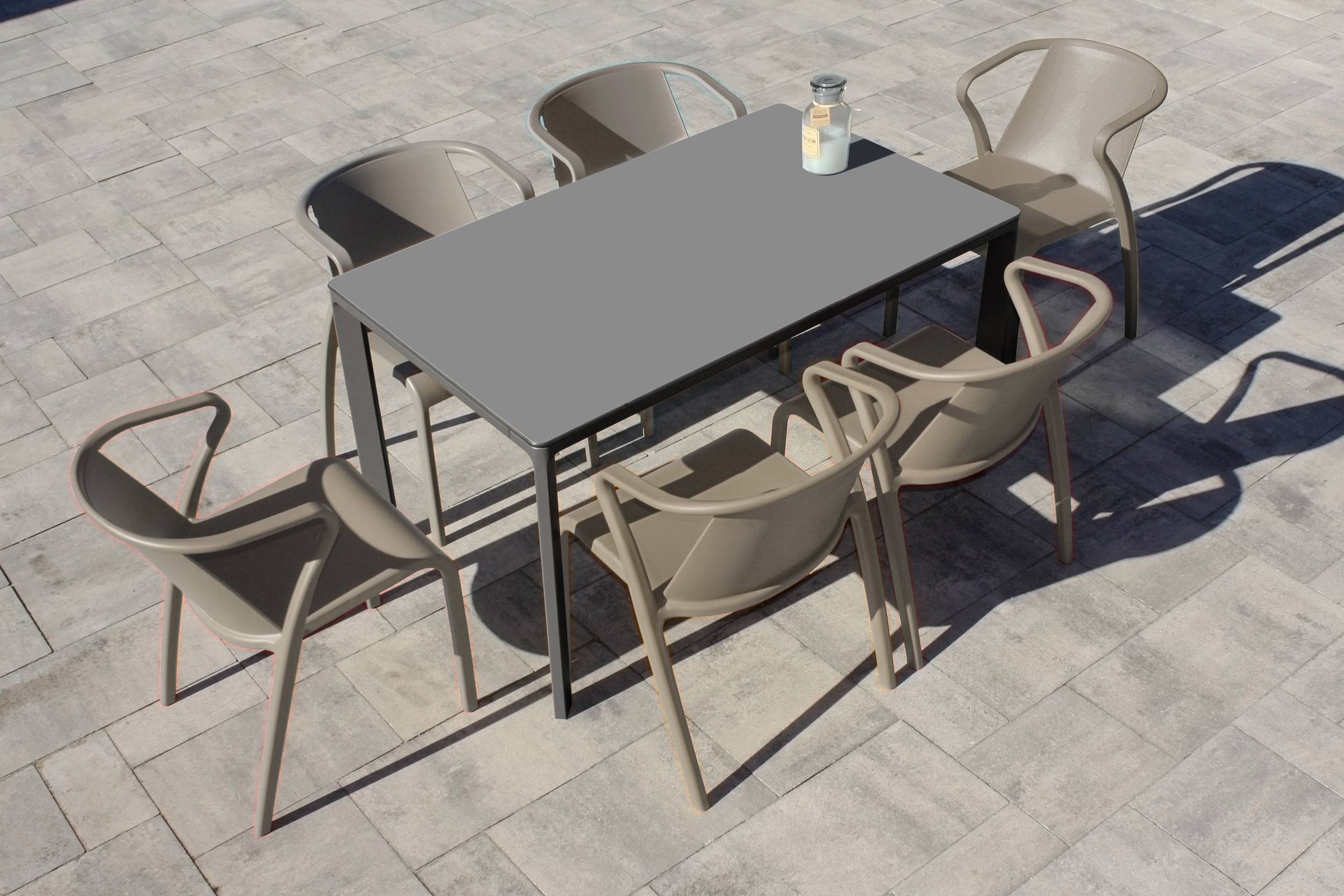 Ensemble repas de jardin 6 places en aluminium laqué - Gris anthracite - MEET - Image 1