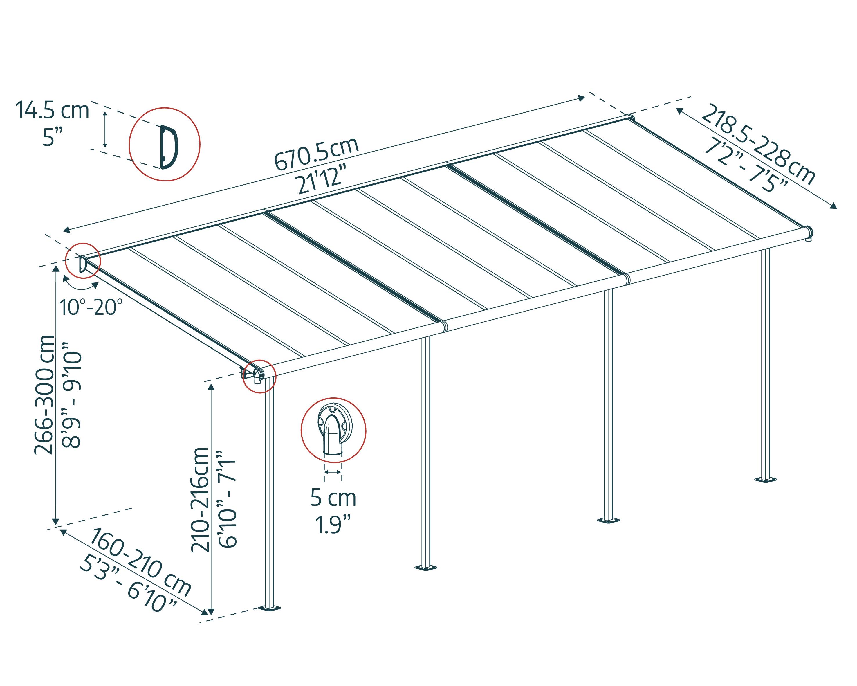 Canopia - Canopia Pergola Sierra 2,2X6,7 Blanche - Imagen 5