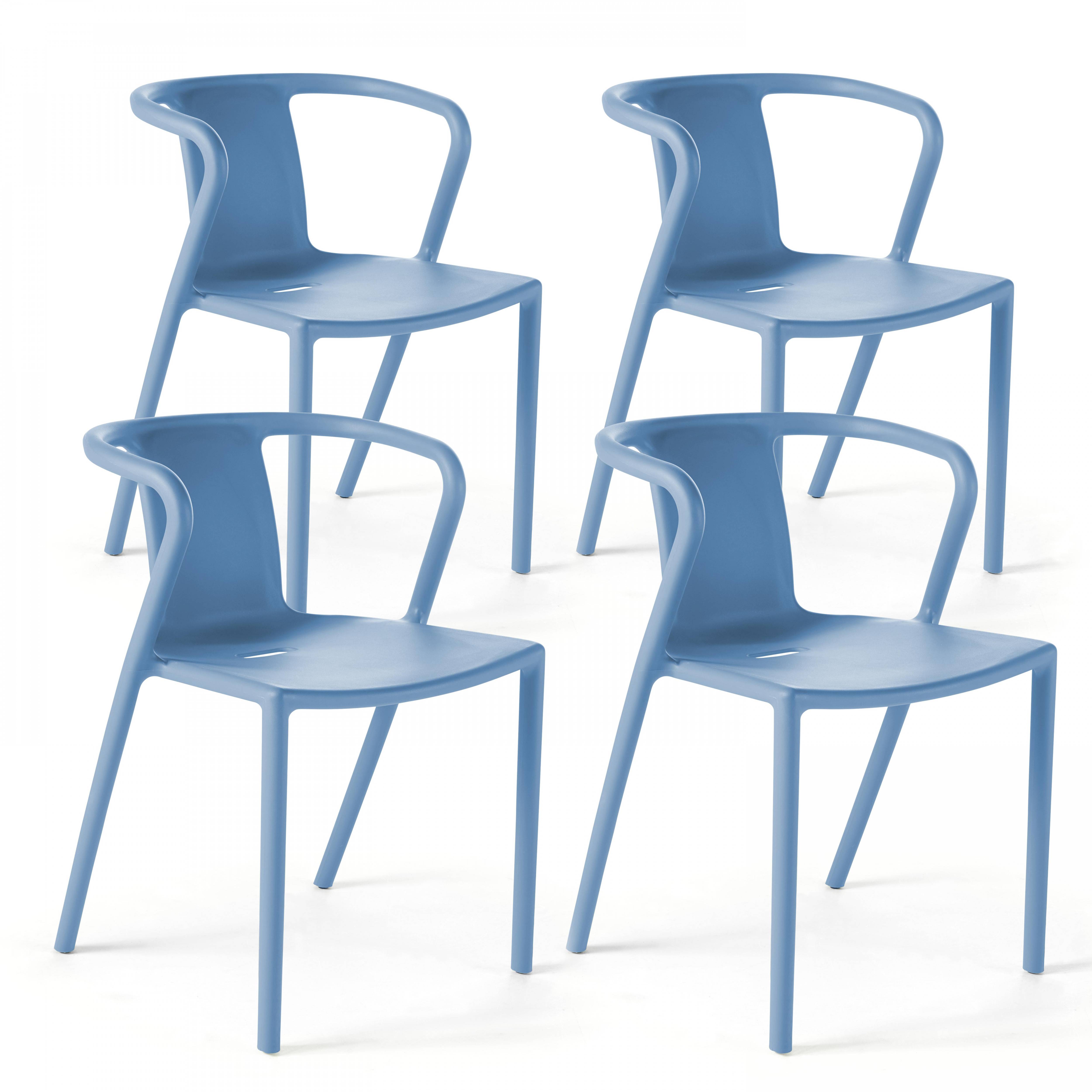 Oviala - Lot de 4 chaises en plastique bleu Berlin - Oviala - Imagen 1