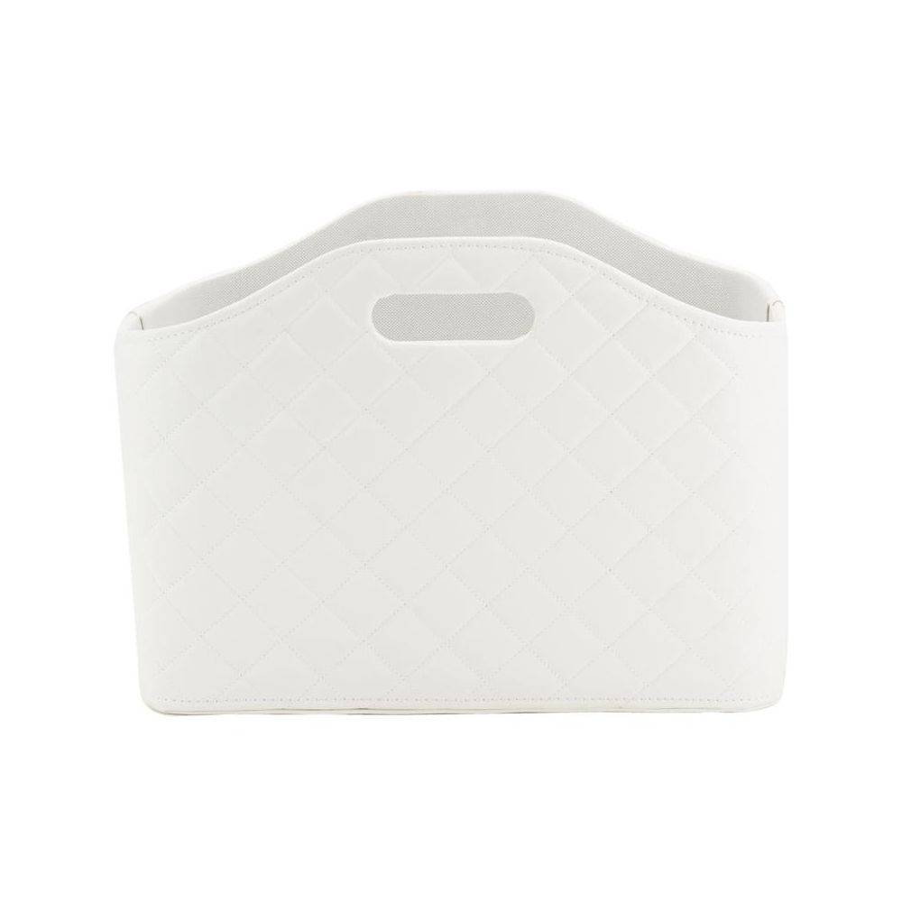 Aubry Gaspard - Corbeille porte-revues en simili matelassé blanc - Imagen 3