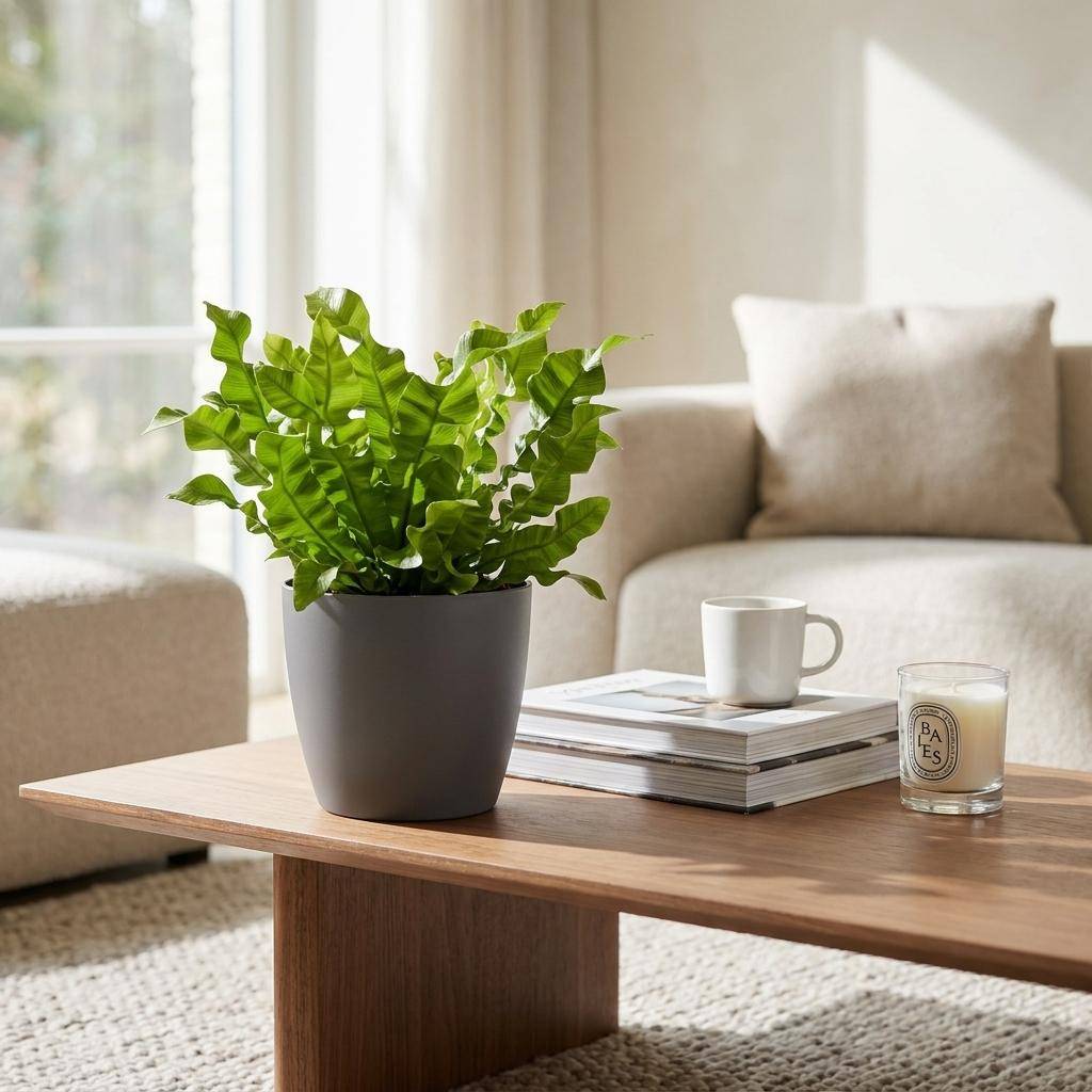 La Green Touch - Asplenium nidus Crispy Wave - Fougère nid d'oiseau - Lot de 2 plantes - Avec cache-pot gris - Pot Ø12 cm, H 30 cm - Image 3