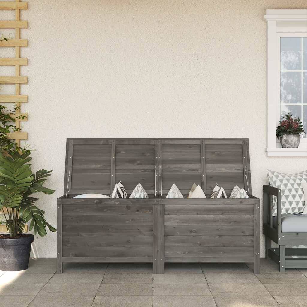 Coffre de Rangement Extérieur Bois de Sapin Massif pour Outils de Jardin Anthracite 150 cm – ComfortXL Outdoor Living - Image 1