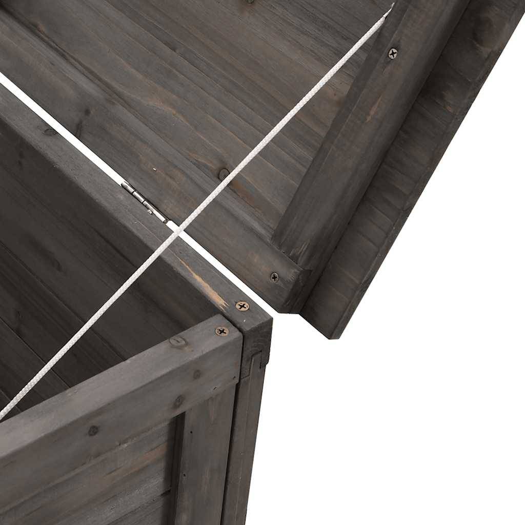 Coffre de Rangement Extérieur Bois de Sapin Massif pour Outils de Jardin Anthracite 150 cm – ComfortXL Outdoor Living - Image 7