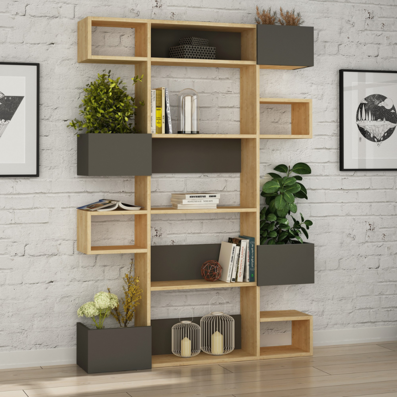 Bibliothèque bois et anthracite ELIO - Image 2