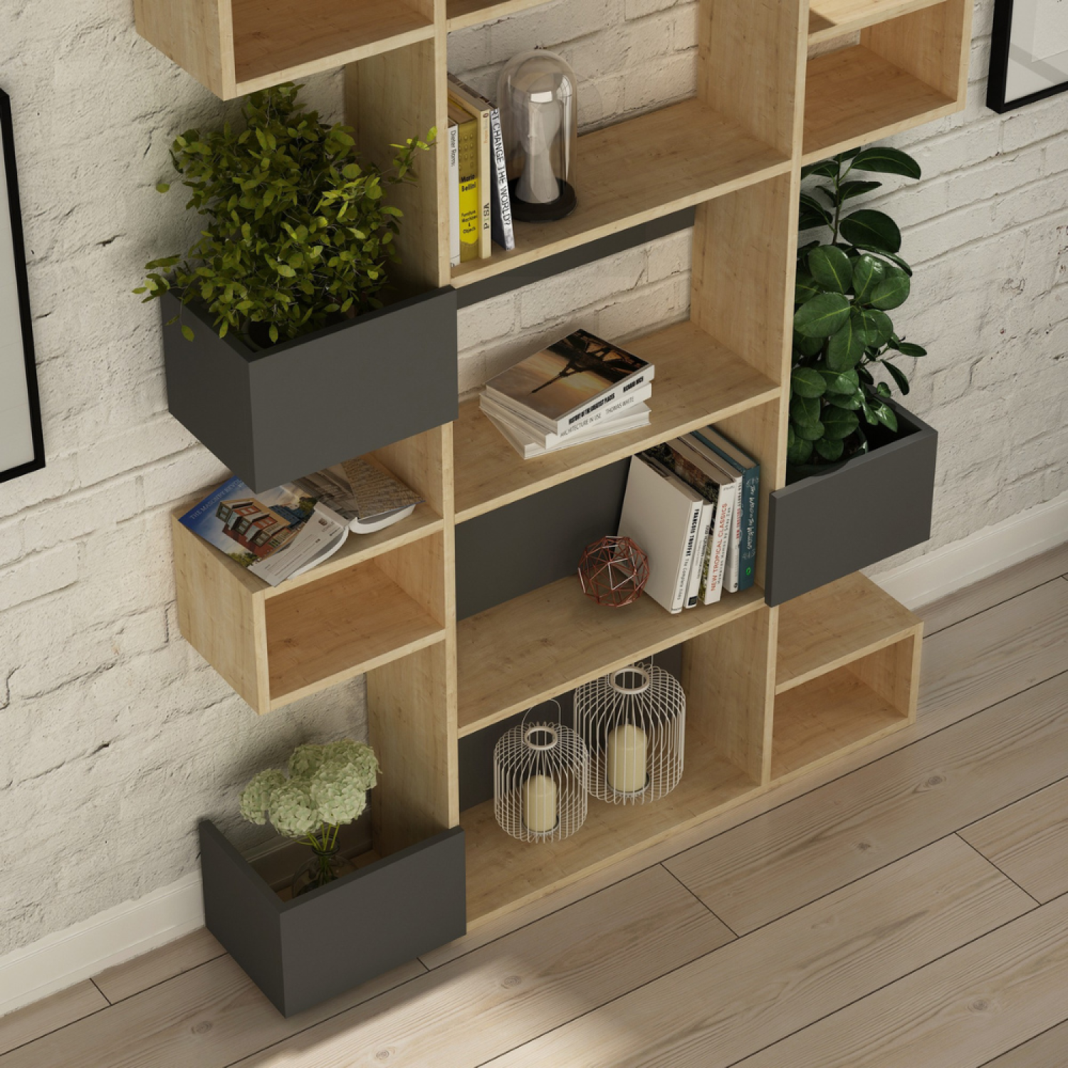Bibliothèque bois et anthracite ELIO - Image 3