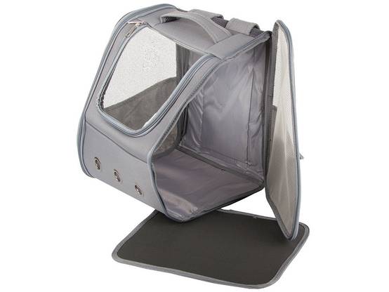 Sac de transport sac à dos pour chat chien lapin fenêtre dos ventilé gris - Image 2