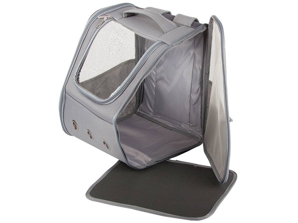 Sac de transport sac à dos pour chat chien lapin fenêtre dos ventilé gris - Image 2