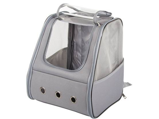 Sac de transport sac à dos pour chat chien lapin fenêtre dos ventilé gris - Image 6