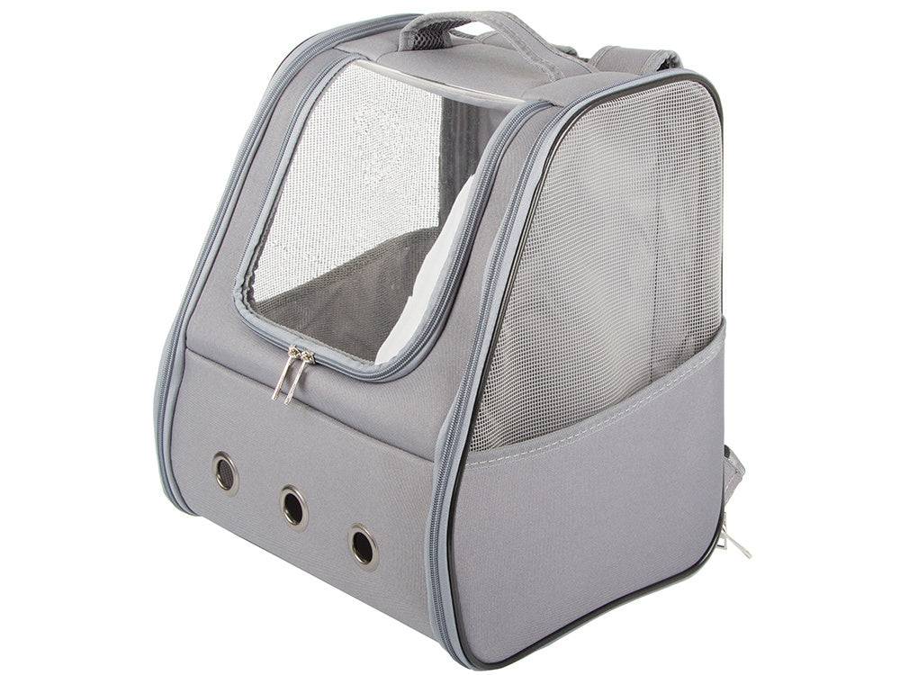 Sac de transport sac à dos pour chat chien lapin fenêtre dos ventilé gris - Image 4