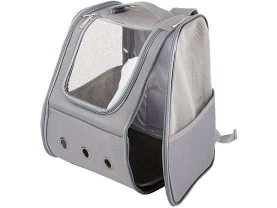Sac de transport sac à dos pour chat chien lapin fenêtre dos ventilé gris - Image 5