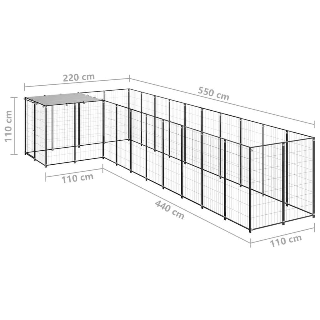 Vidaxl - Chenil Noir 7,26 m² Acier vidaXL 3082237 - Imagen 3