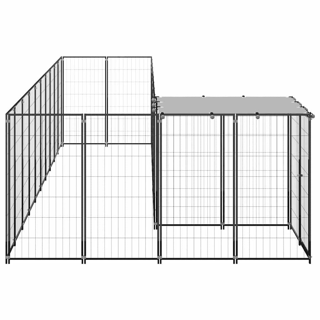 Vidaxl - Chenil Noir 7,26 m² Acier vidaXL 3082237 - Imagen 5