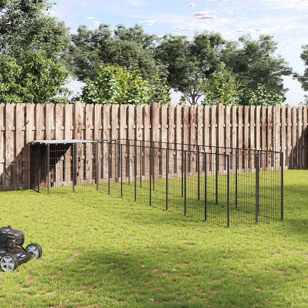 Vidaxl - Chenil Noir 7,26 m² Acier vidaXL 3082237 - Imagen 1