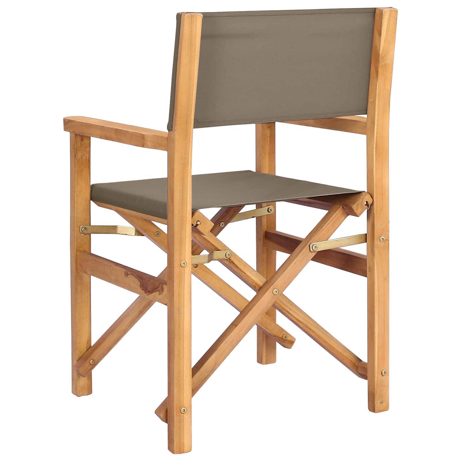 Chaise de directeur bois de teck marron et taupe 56 x 54 x 87 cm - PANGIVO - Image 5
