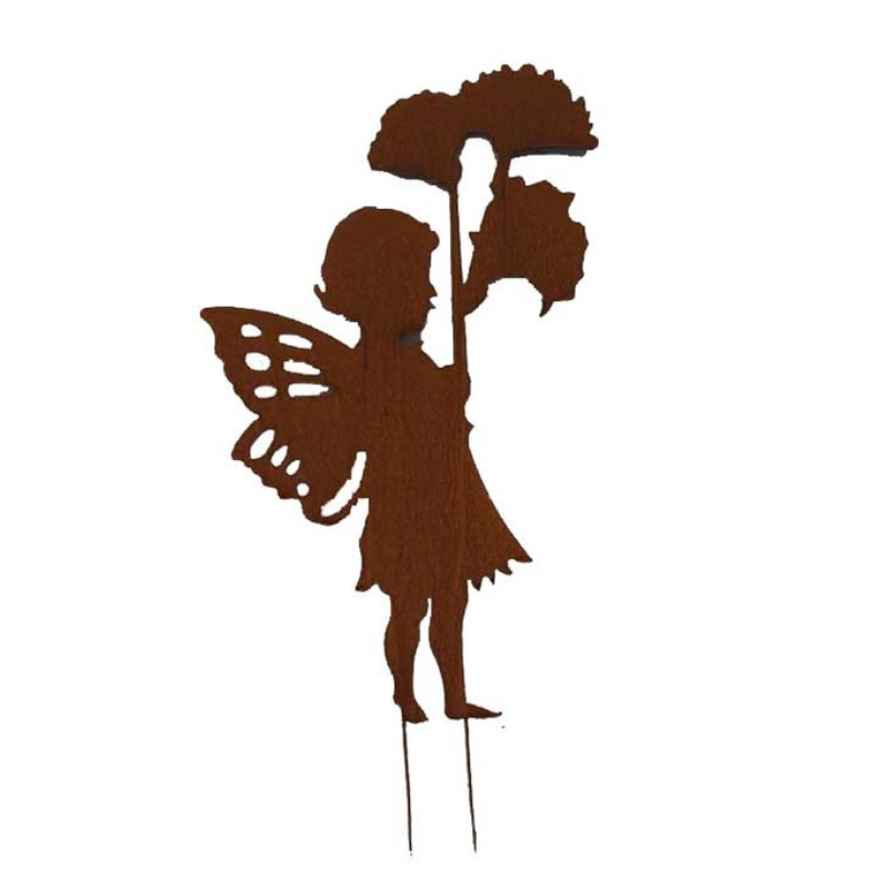 Fleur - Fée debout en métal - Déco jardin 72cm - Fleur
