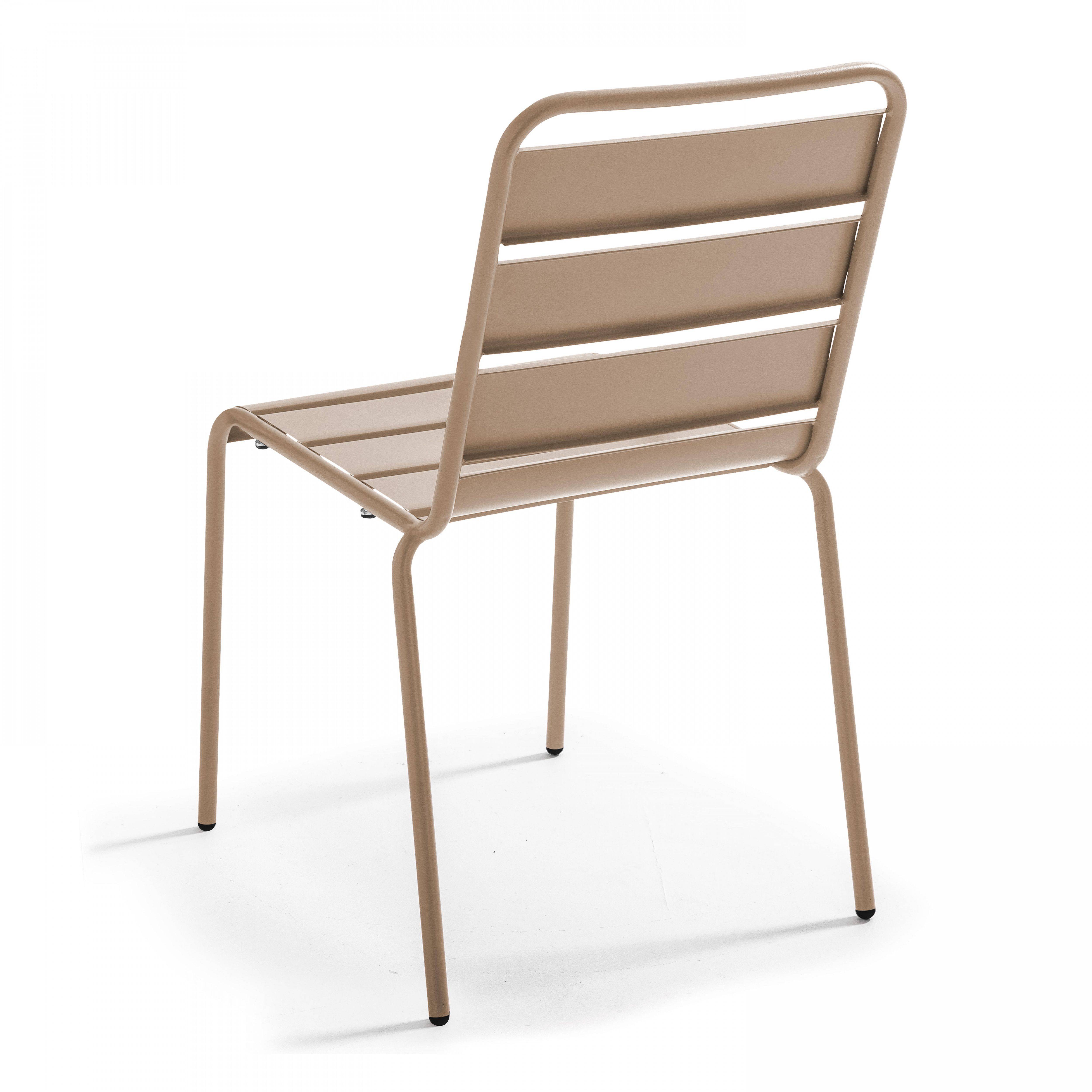 Oviala - Ensemble table de jardin et 6 chaises en métal taupe Palavas - Oviala - Imagen 6
