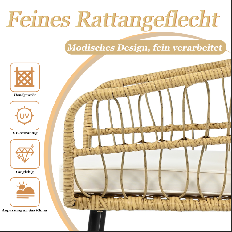 ComfortXL - Salon de Jardin 5 Pièces Résine Aspect Rotin Balcon Terrasse 4 Personnes Beige - ComfortXL Outdoor Living - Image 4