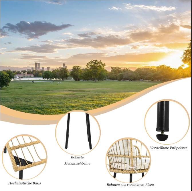 ComfortXL - Salon de Jardin 5 Pièces Résine Aspect Rotin Balcon Terrasse 4 Personnes Beige - ComfortXL Outdoor Living - Image 5