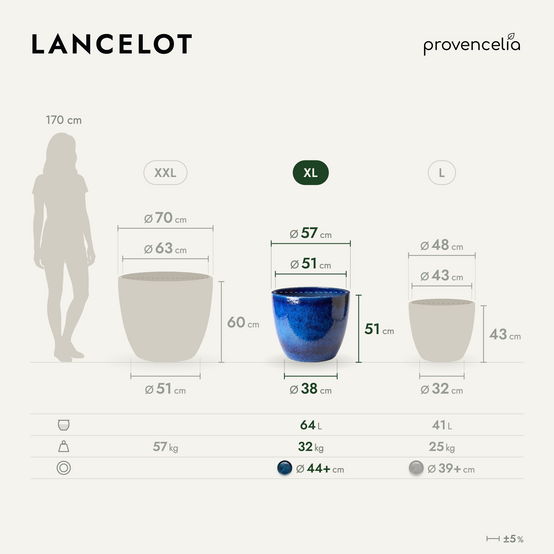 Provencelia - Pot LANCELOT 58x51cm bleu azur - Image 2