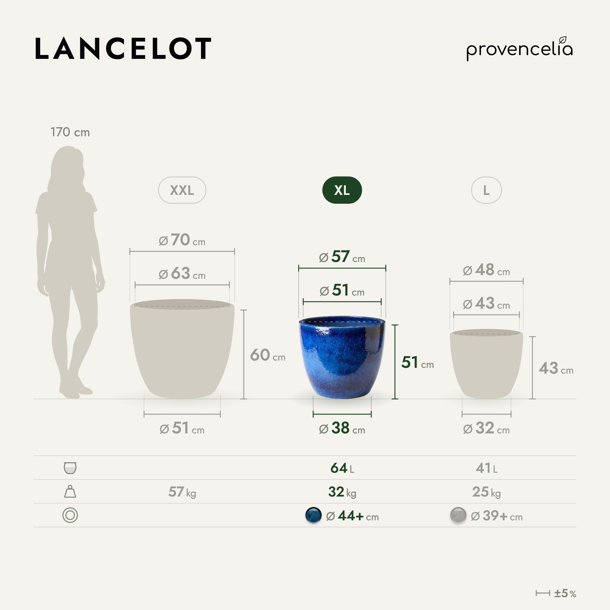 Provencelia - Pot LANCELOT 58x51cm bleu azur - Image 2