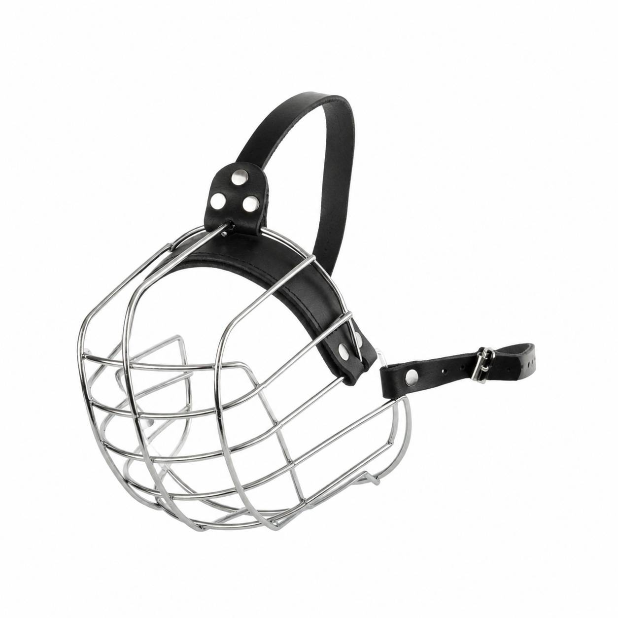 Panier Muselière Chien Grand Format Acier Cuir Réglable Protection Sécurité - Image 1