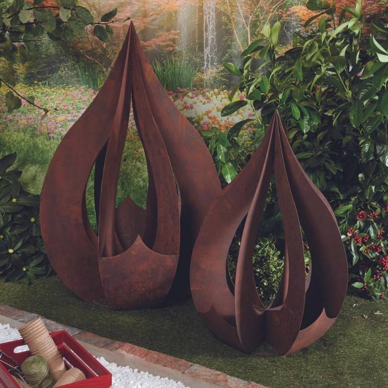 Jardinex - Déco jardin goutte métal rouillé - Rouille 90 cm - Jardinex - Imagen 2
