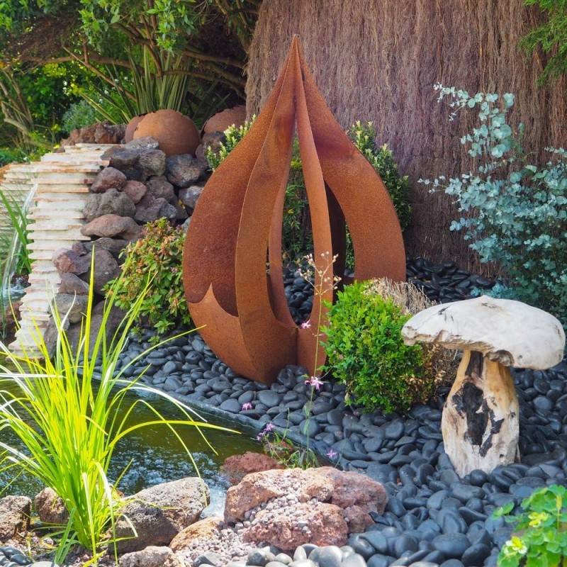 Jardinex - Déco jardin goutte métal rouillé - Rouille 90 cm - Jardinex - Imagen 6