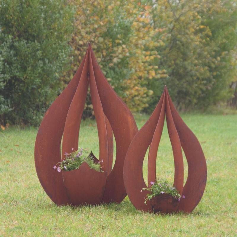 Jardinex - Déco jardin goutte métal rouillé - Rouille 90 cm - Jardinex - Imagen 5