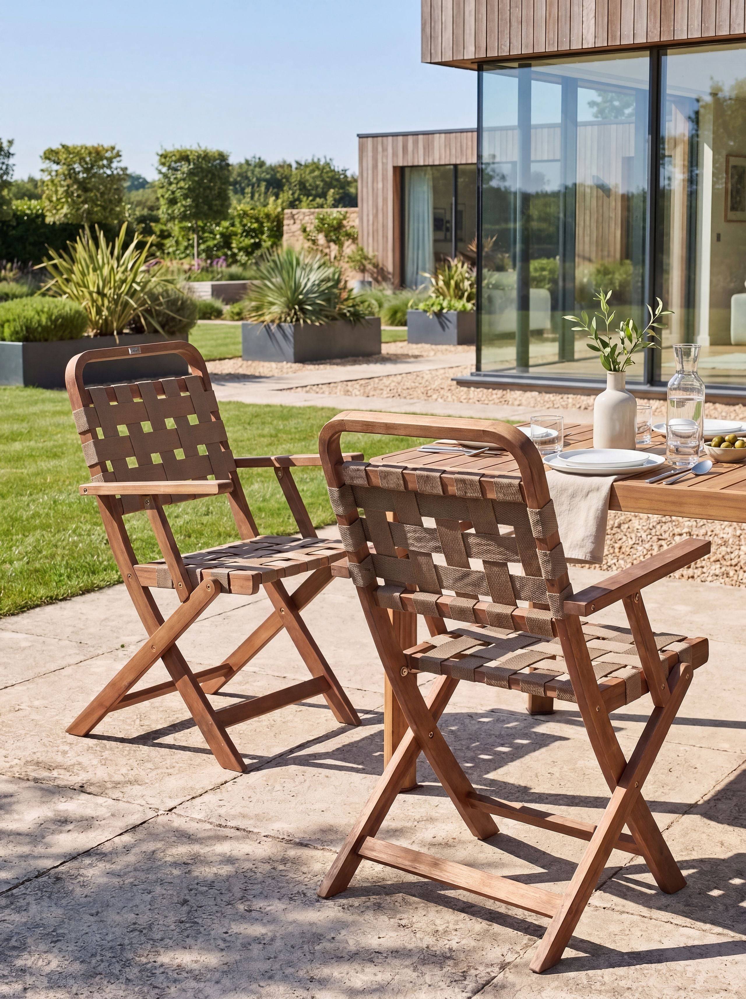 Beliani - Chaise de jardin Acacia Marron MILZANO - 54x52x117- Beliani